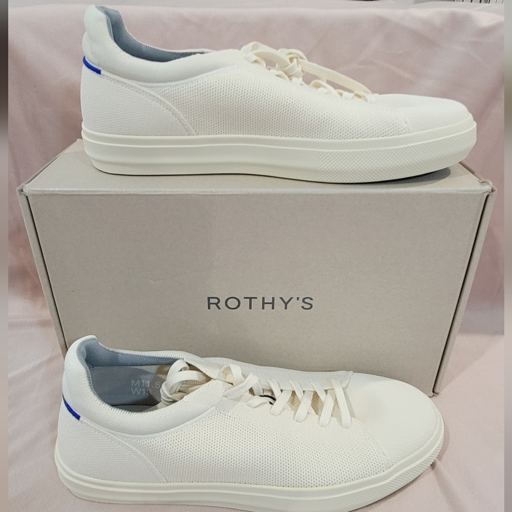 Rothy's White and Blue Men's Sneakers